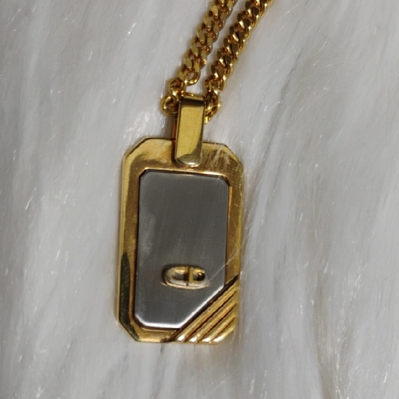 Authentic Dior 3D CD Initial Gold/Silver Pendant Necklace - Picture 8 of 12